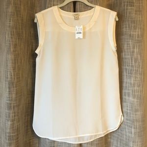 NWT J. Crew Cream Satin Tank